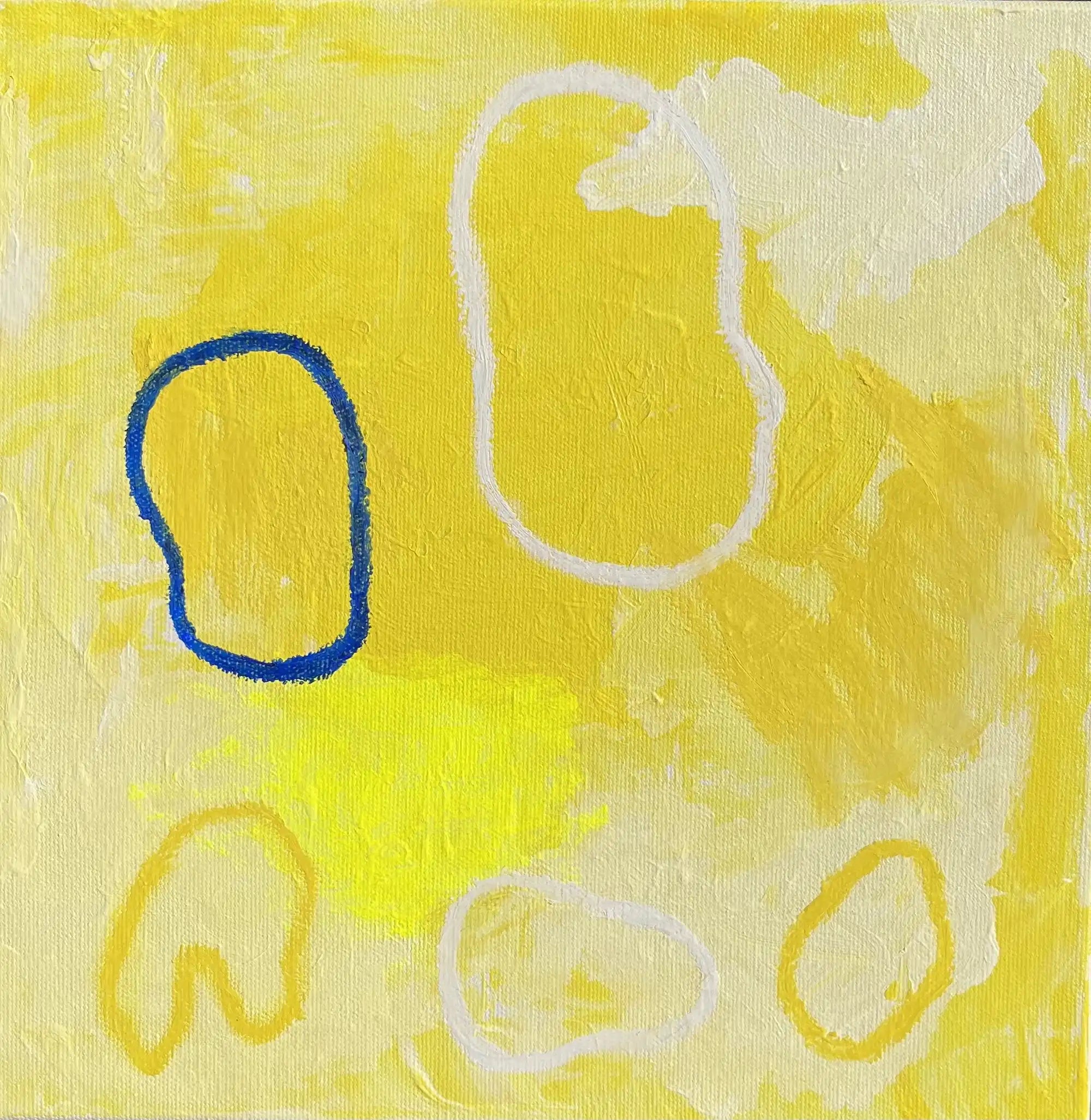 Eloide – golden abstract original painting inspired by light and ocean calm by Claire Campbell Art.