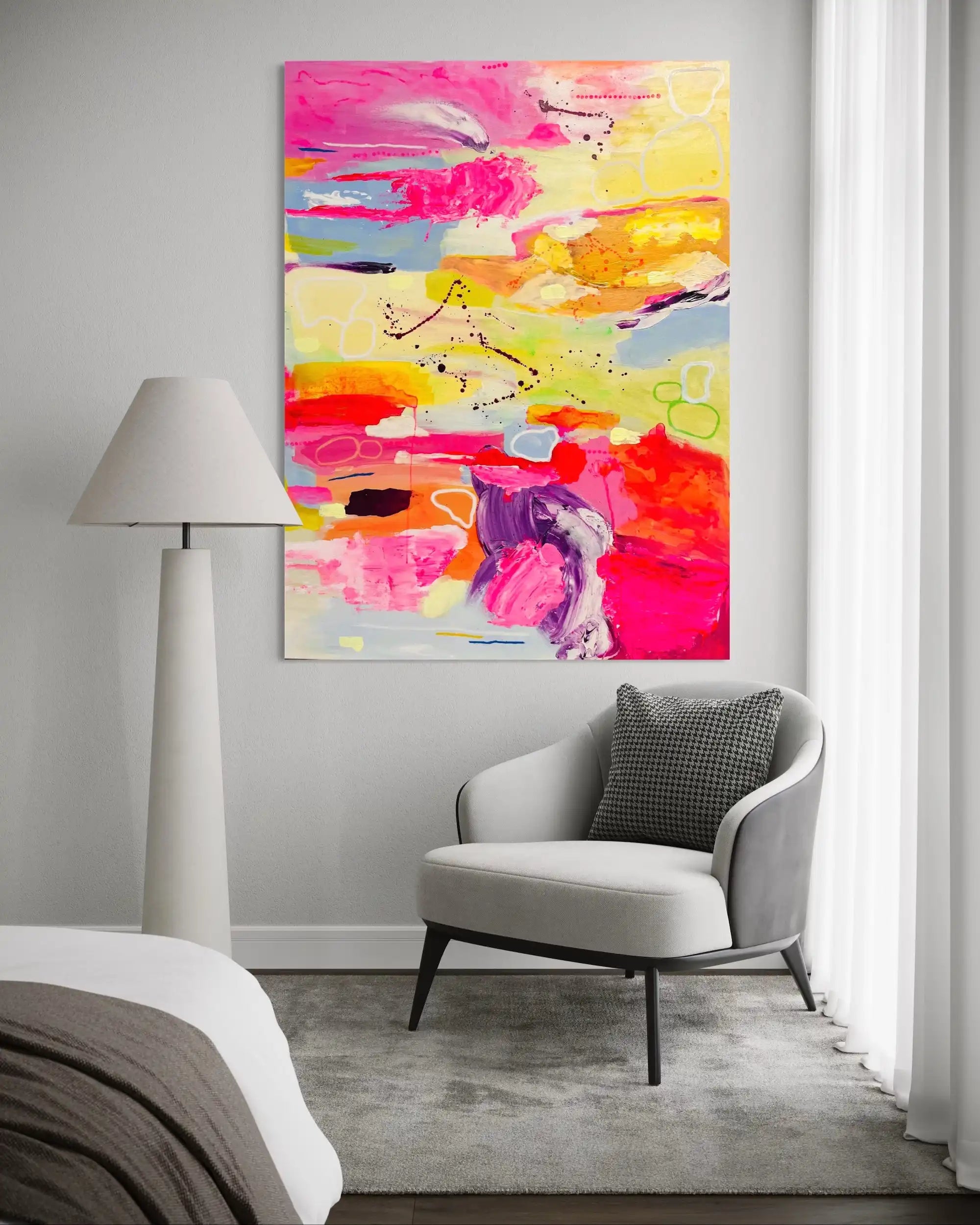 Vesper – soft yet spirited abstract original painting with layered tones by Claire Campbell Art.