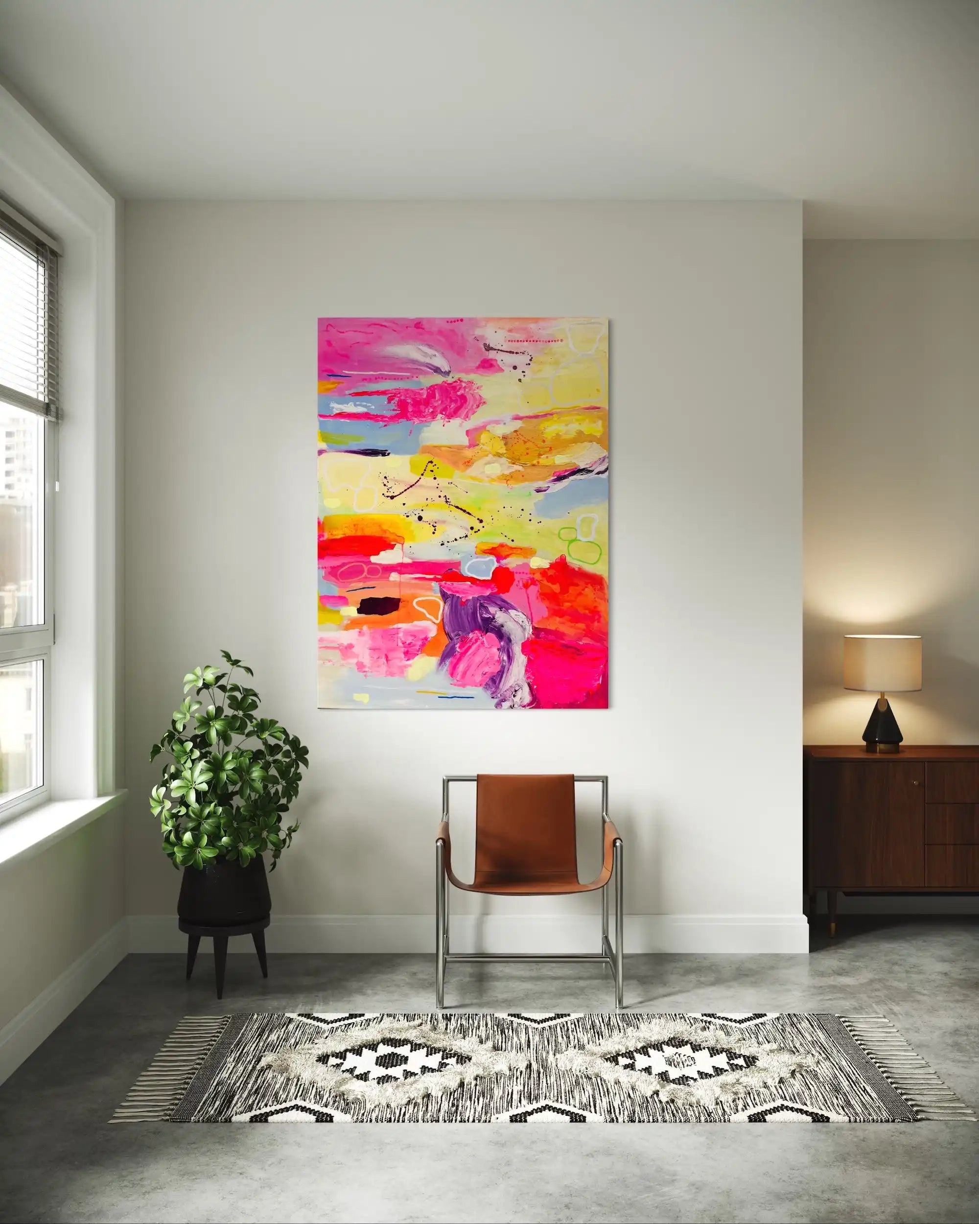 Vesper – soft yet spirited abstract original painting with layered tones by Claire Campbell Art.