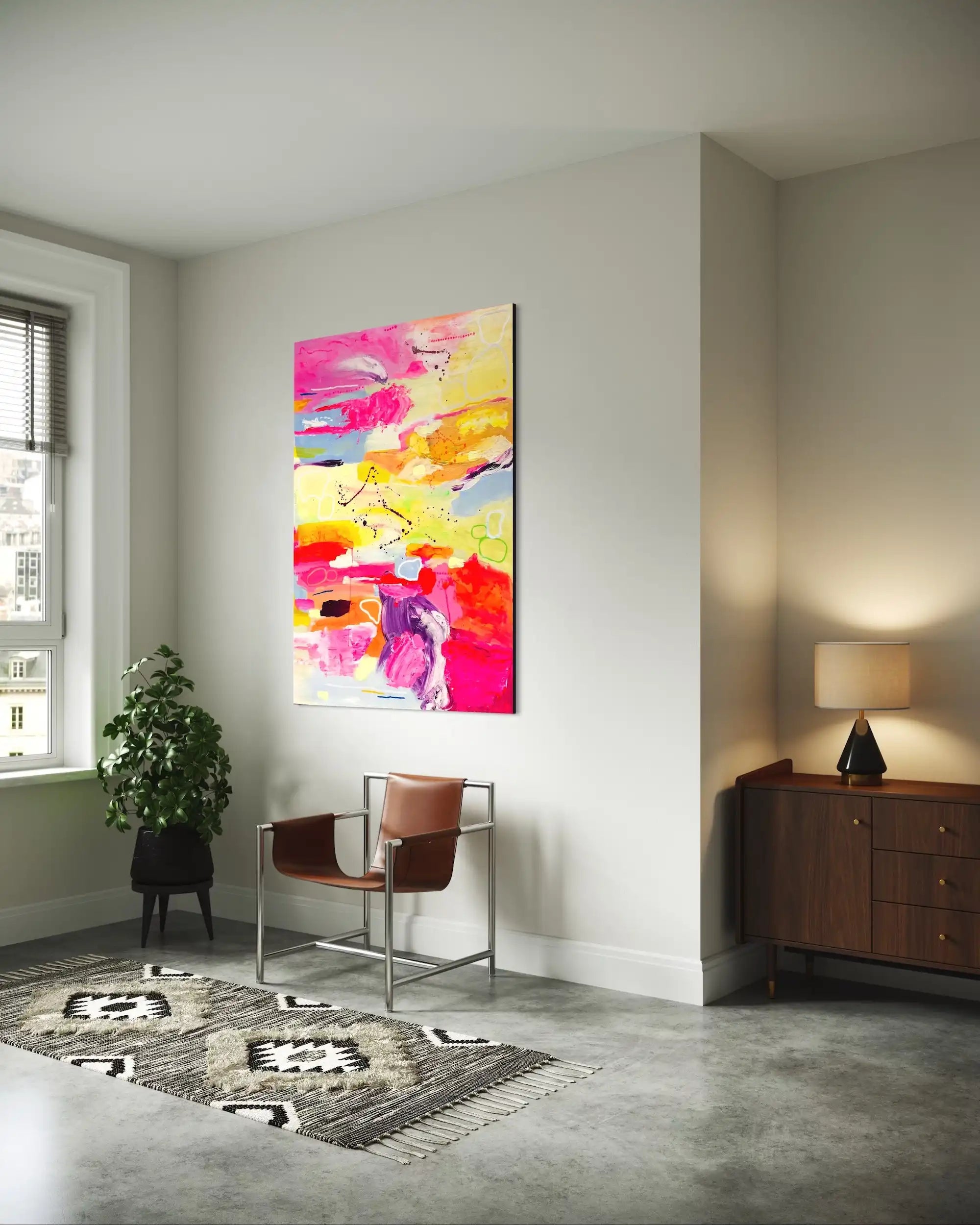 Vesper – soft yet spirited abstract original painting with layered tones by Claire Campbell Art.