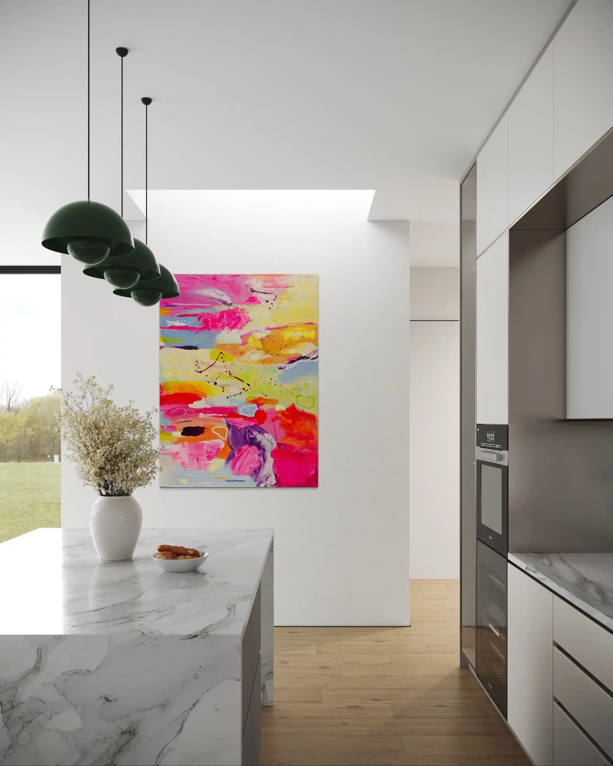 Vesper – soft yet spirited abstract original painting with layered tones by Claire Campbell Art.