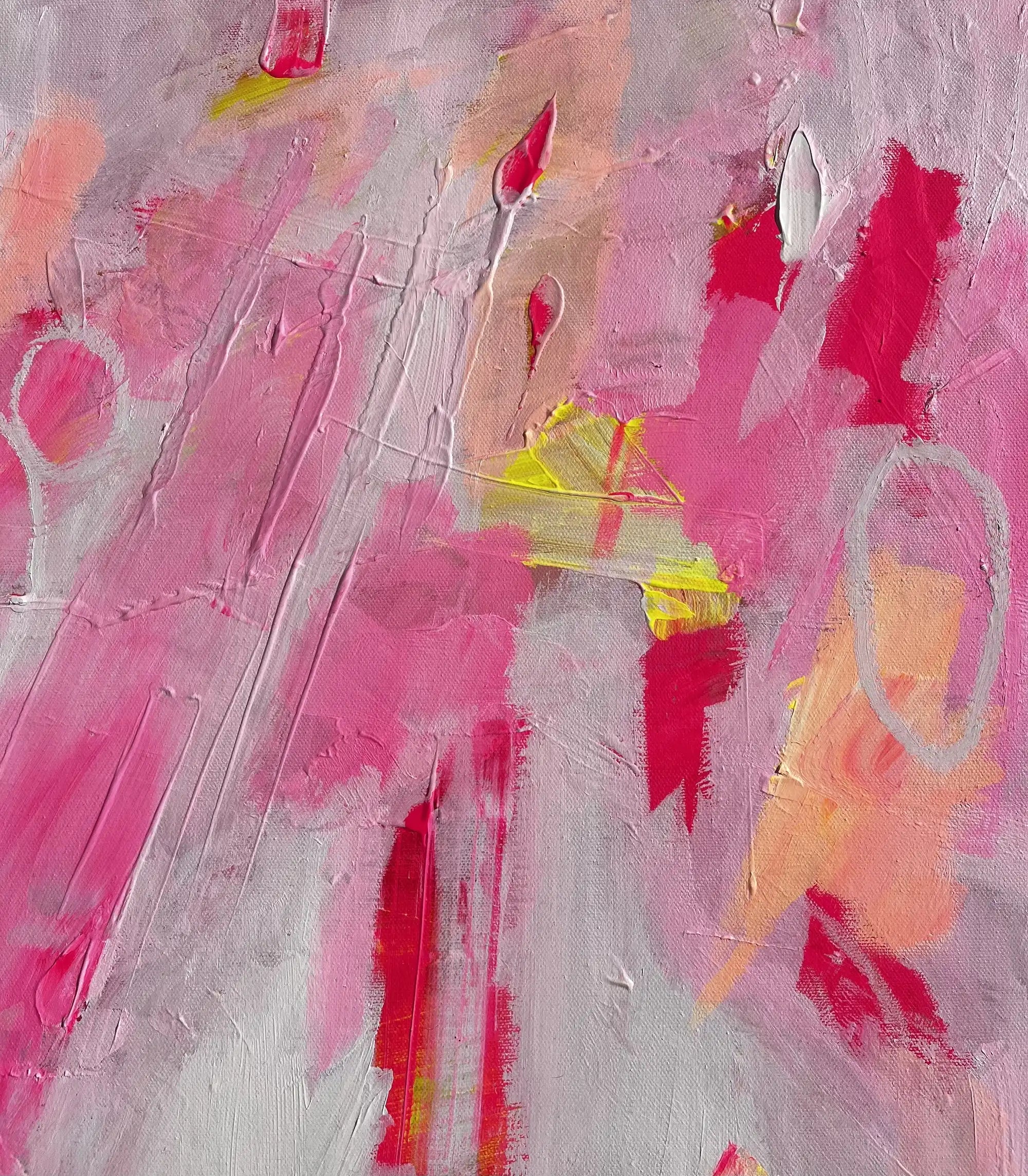 Xani – electric abstract original painting in vivid pinks and neon tones by Claire Campbell Art.